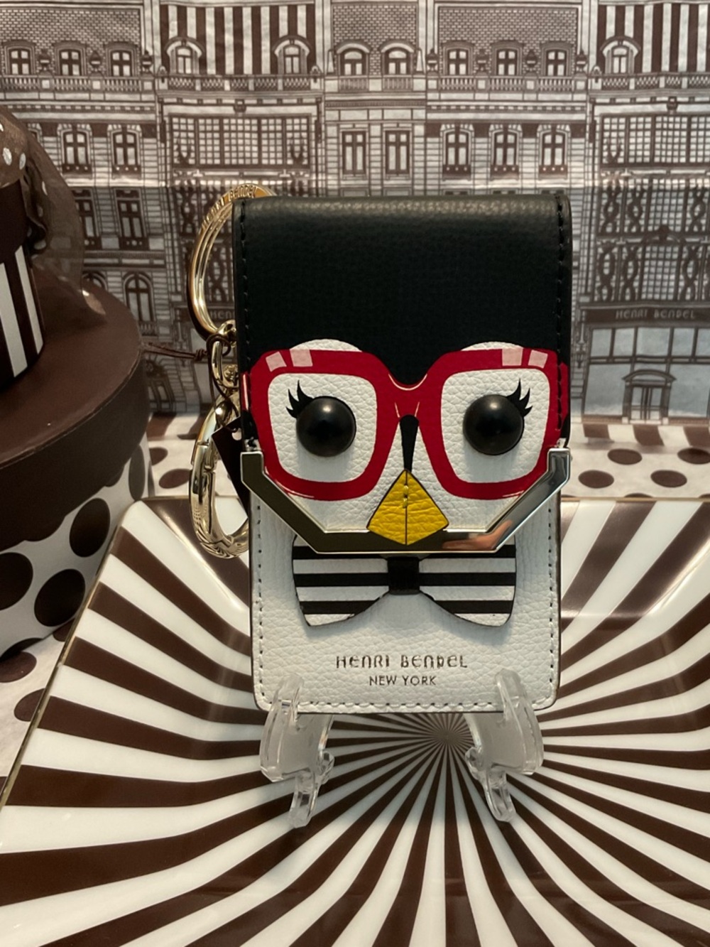 NWT Henri Bendel Quinn Card Case Holder Key Chain Purse Charm w Dust Bag
